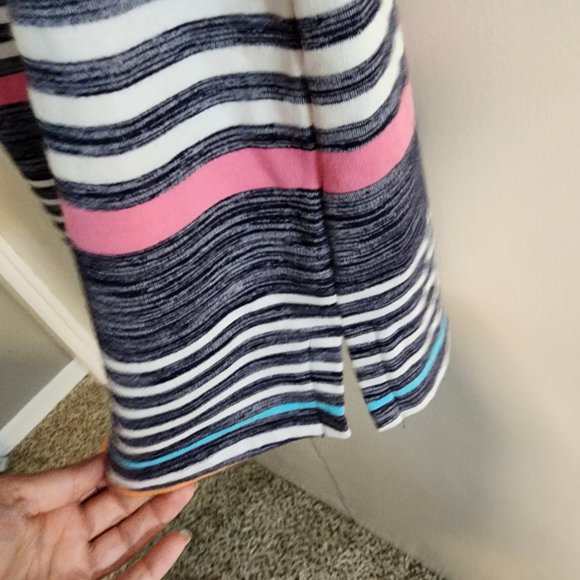 T by Talbots Sleeveless Striped Dress with Kangaroo pocket Size Small Petite - Picture 5 of 8